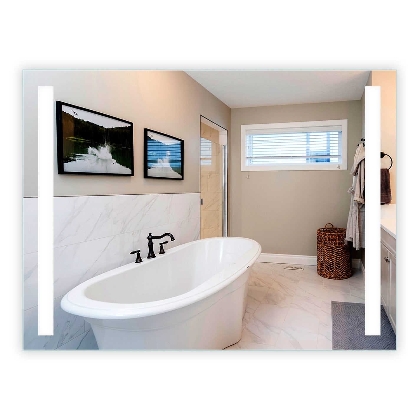 Front-Lighted LED Bathroom Vanity Mirror: 48" Wide x 36" Tall