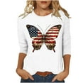 thumbnail image 2 of successthop Patriotic T Shirts for Women Summer American Flag Butterfly Independence Day Shirts Casual 3/4 Sleeve Patriontic Tunic Tops Fashion Crew Neck 1776 Clothes Loose Fit Outfits, 2 of 5