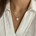 thumbnail image 3 of BLUEW Four Leaf Lucky Clover Jewelry Set, Pendant Necklace, Earrings, Bracelet for Women, 18K Gold Plated Stainless Titanium Steel, Mother-of-Pearl, 3 of 7