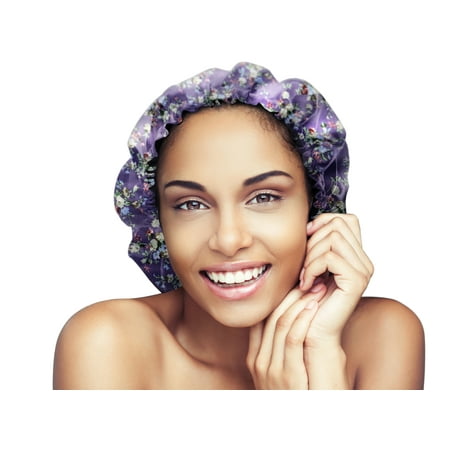 Glow by Daye Satin Bonnet, Adjustable/Reversible Satin Sleep Cap, Lavender Thai