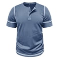 thumbnail image 4 of YDLCAFD Male Spring Short Sleeve Solid Color Letter Stripe Stitching Short Sleeve Top, 4 of 9