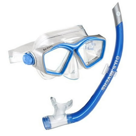 U.S. Divers Icon Mask and Airent Snorkel, Electric Blue