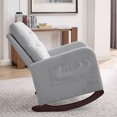 thumbnail image 3 of Modern Glider Rocking Chair, Solid Wood Base Lounge Chair with High Backrest,  Comfy Accent Armchair with Thick Cushion and Two Pockets for Living Room, Bedroom, Office, Easy Assembly, Light Grey, 3 of 9