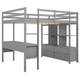 thumbnail image 7 of Full Size Loft Bed with Built-in Desk, Bedroom Furniture with Ladder and Full Length Guardrail, Wood Bed Frame with Storage Shelves and Drawers, Gray, 7 of 7