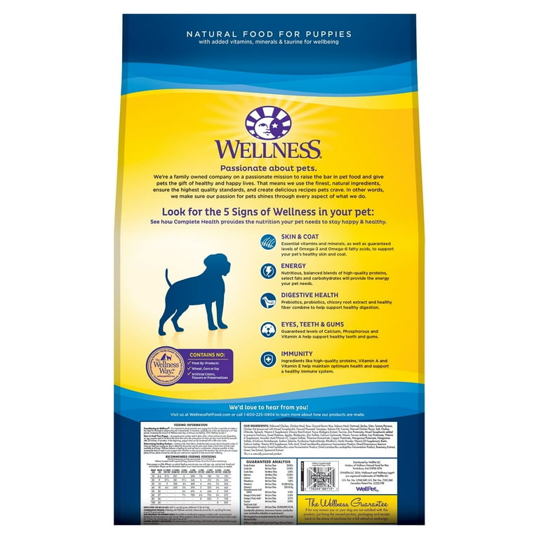 Wellness core large breed puppy cheap feeding chart