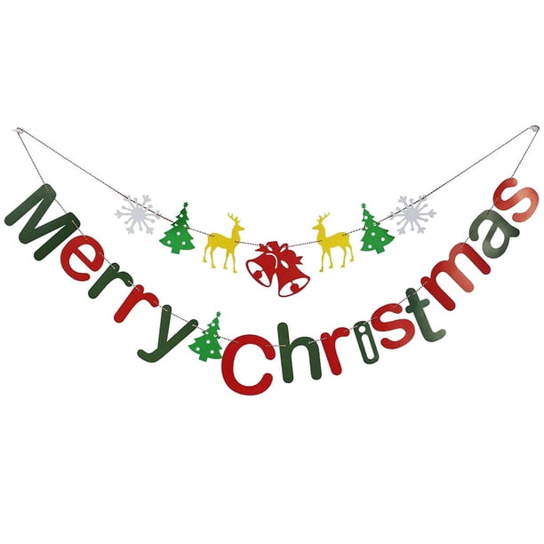 1 banderín navideño con letras impresas para colgar, banderines decorativos para fiestas.