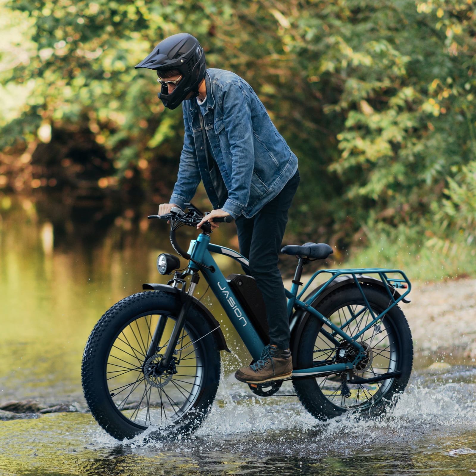 Jasion EB5 MAX Electric Bike for Adults, 750W Electric Mountain Bike with 48V 15Ah Battery, 26'' Fat Tire Off-Road Ebike, 28MPH Shimano 7 Speed Bicycle UL2849