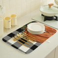 thumbnail image 2 of Fall Dish Drying Mat 18 x 24 Inch Thanksgiving Buffalo Plaid Pumpkin Drying Mat for Kitchen Counter Absorbent Farmhouse Autumn Orange Pumpkin Dishes Dry Pad for Drainer Rack Kitchen Fast Dry, 2 of 7