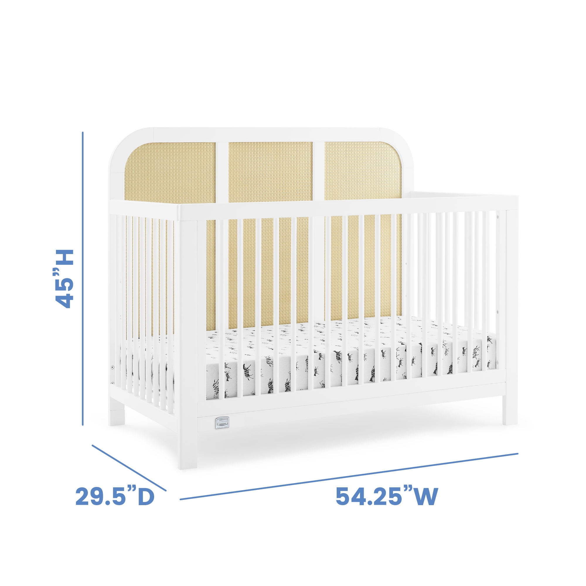 Simmons Kids Theo 6-in-1 Convertible Crib - Greenguard Gold Certified, Bianca White/Textured Almond