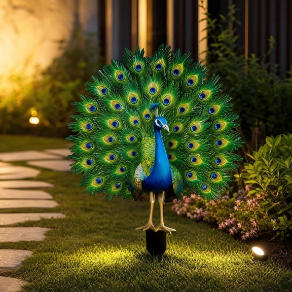 Peacock Garden Decoration with Ground Stake, Outdoor Waterproof Fade-Resistant for Backyard Courtyard Patio