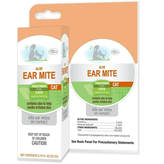 5 Pack Four Paws Ear Mite Remedy For Cats [Cat Ear and Eye Care, Bulk Cat Supplies, Four Paws] 3.75 oz (5 x 0.75 oz)