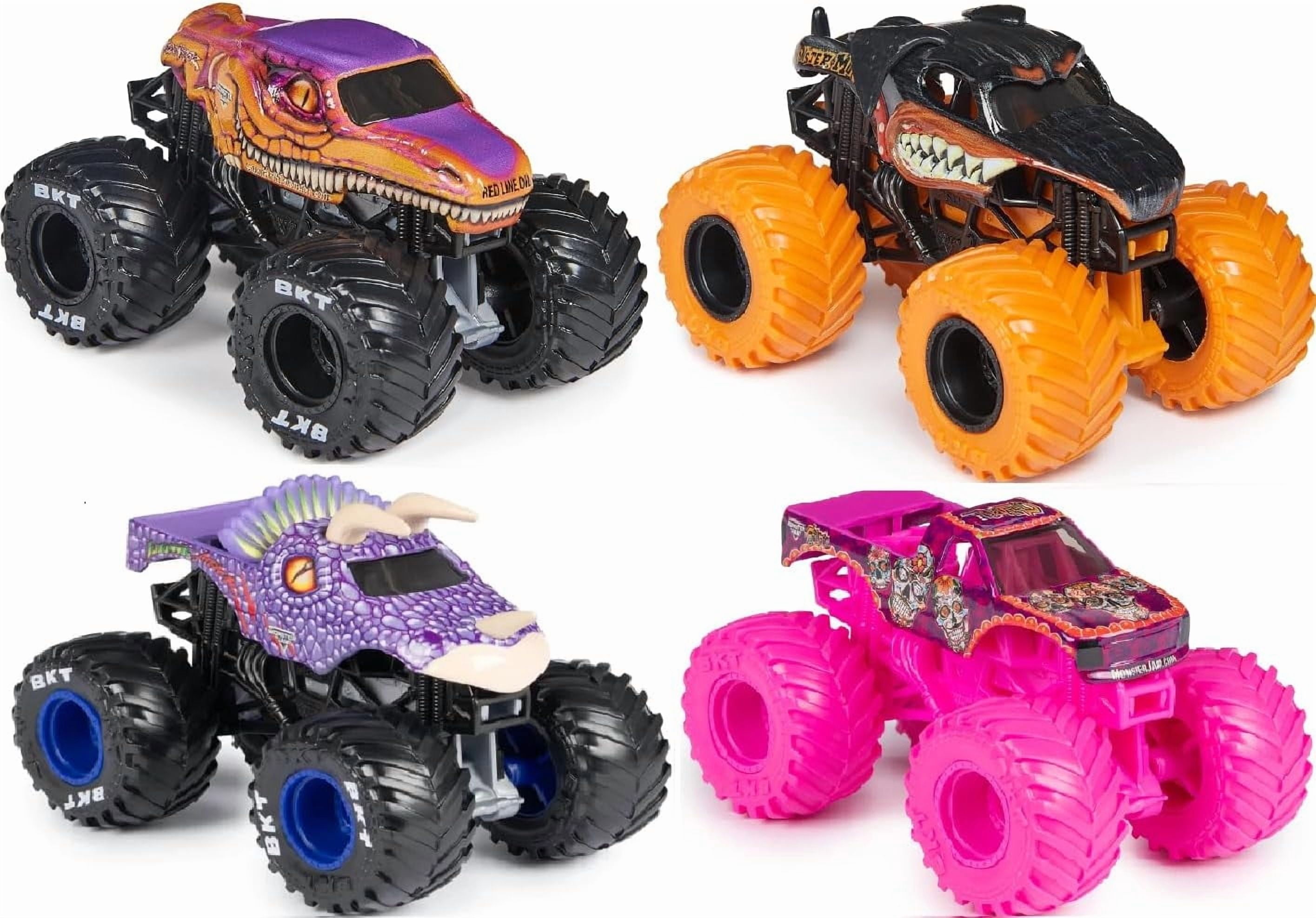 ミニカー Monster Jam Pit Party & Go 10 TRUCKS set Monster Jam Pit Party Carrying Case, Includes 10 Trucks, Fits 15