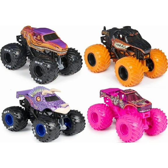 Monster Jam Jurassic Attack, Velociraptor, Rottweiler & Calavera 1:64 Diecast Truck Bundle