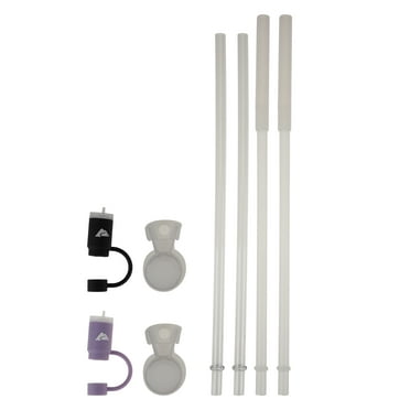 Ozark Trail 40 oz Tumbler with Handle Replacement Straws & Covers, White, 8 Pieces