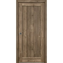 Sliding French Pocket Door 42 x 80 inches | Quadro 4111 Walnut | Kit Trims Rail Hardware | Solid Wood Interior Bedroom Sturdy Doors