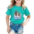 thumbnail image 1 of T-shirts Filles Mode Imprimé Col Rond Manches Courtes Amples Loisirs Hauts Filles Vert Menthe 6-7 Ans, 1 of 4