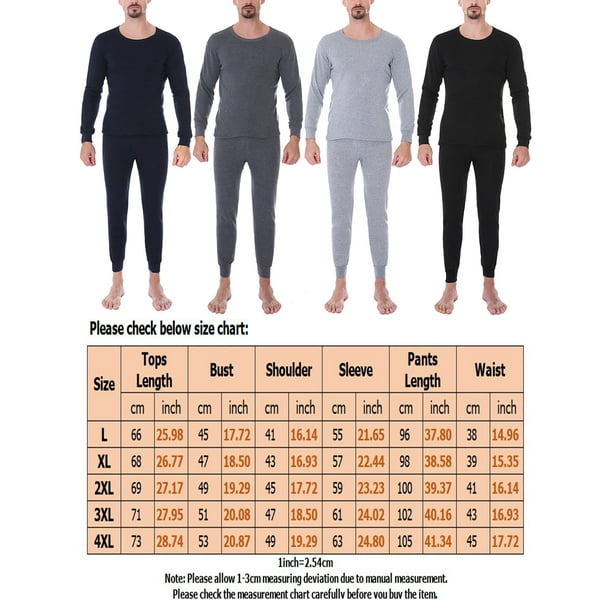 Beautyin Pack of 2pc Thermal Top and Pant Set Men Base Long Johns Underwear  Slim Fit 