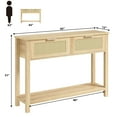 thumbnail image 5 of EastVita Rattan Console Table Boho Entryway Table with 2 Drawers, Narrow Sofa Table Hallway Couch Table Open Storage Shelf for Living Room, Foyer, Corridor, 5 of 8