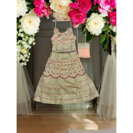 Traditional Girls Lehenga Choli Set, Cultural Wear for Kids,018