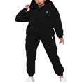 thumbnail image 1 of Two Piece Outfit For Women Long Sleeve Pullover With Hooded Long Pants Tracksuit Jogger Set with Pockets, 1 of 6