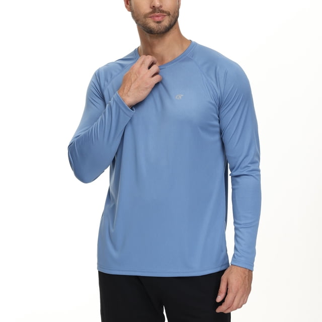 T-Shirt de Protection anti-UV 50+ pour Hommes 2023, Col Rond, Manches Longues, Pêche, Randonnée, Entraînement, Extérieur