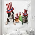 thumbnail image 1 of Fourth of July Tapestry, Pet Animal Dog Cat Bird and Hamster with American Hat Celebration Image, Fabric Wall Hanging Decor for Bedroom Living Room Dorm, 5 Sizes, Multicolor, by Ambesonne, 1 of 1