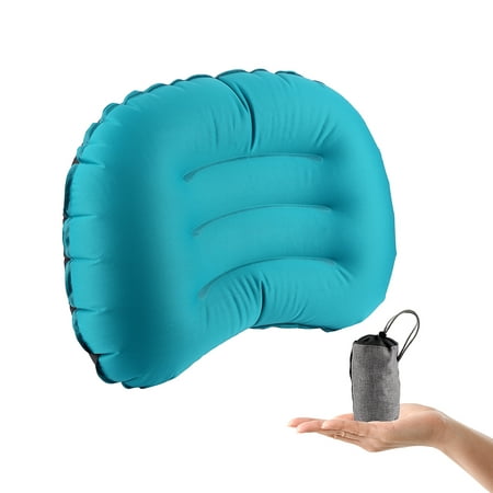 Ultralight Portable Camping Travel Inflatable Pillow Provide Comfortable Sleeping when Traveling, Backpacking or Camping with Bonus Pocket (Blue)Warehouse