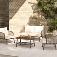 thumbnail image 2 of Outdoor Conversation Furniture Set with 4 Pieces | Relaxing in Sun, Rain or Wind | UV-Resistant Woven Rope & Powder-Coated Steel | Ensures All-Weather Use, 2 of 6