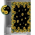 thumbnail image 4 of Sunflower Black Waterproof Fabric Shower Curtain, Watercolor Floral Vintage Farmhouse Shower Curtain for Bathroom Curtains Bathtubs Hotel Washable Shower Curtains with 12 Hooks Extra Long 72x84, 4 of 6