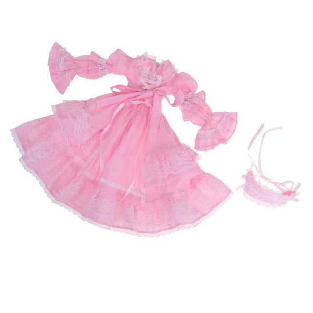 Ounissouiy Adorable vestido de princesa con tocado para 1/3 Night Lolita Girl Dolls Pink Muñecas y casas de muñecas