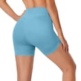 thumbnail image 6 of Short Legging for Women Strenchy Biker Shorts High Waiste Tummy Control Shorts Soft Workout Yoga Athletic Shorts Light Blue L, 6 of 7