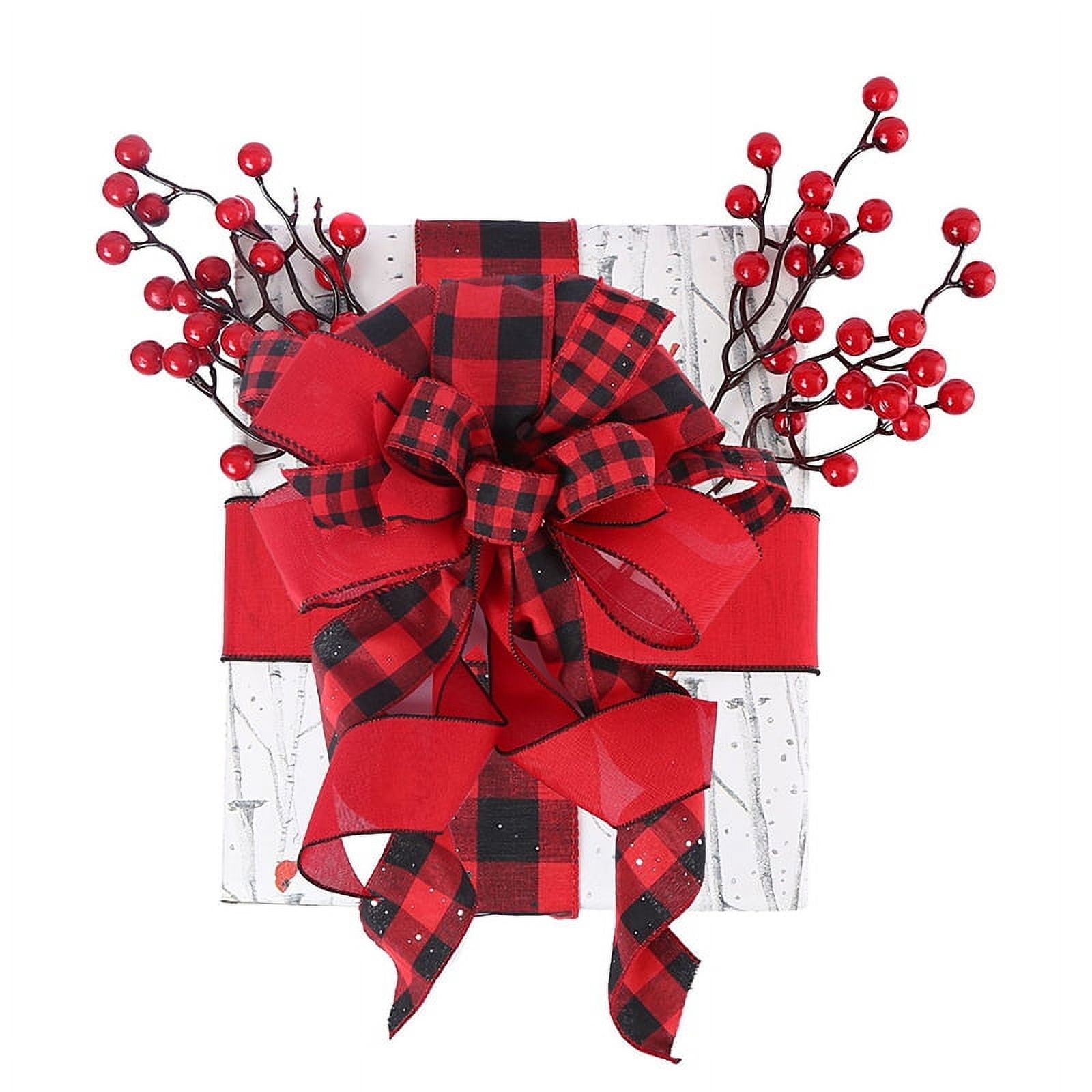 Large Christmas Bows Decorations,Buffalo Plaid Bow for Christmas wreath,window, chandelier,Table,Stairs,23"X13" Xmas Tree Topper Ornament,Winter Party Birthday Wedding Christmas Decoration 3PCS