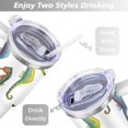 thumbnail image 5 of 40oz Ocean Cute SeaHorse Stainless Steel Flip Straw Tumbler Spill Proof Travel Cup Double Wall Vacuum Insulated Coffee Mug with Top Handle, 5 of 6