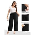 thumbnail image 4 of Gleelist Women Plus Size Casual Drawstring Wide Leg Pants Stretchy Straight Long Trousers With Pocket XL-5XL, 4 of 8