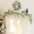 thumbnail image 3 of Cyinyin 6FT Real Touch Norfolk Pine Garland Christmas Garland with Pinecone and White Snow Battery Operated Prelit Garland Christmas Decorations for Mantle Fireplace Xmas Garland Home Decor, 3 of 7