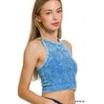 thumbnail image 2 of Zenana Women's Washed Ribbed Seamless High Neck Nylon Cropped Racer Back Tank Top, 2 of 3
