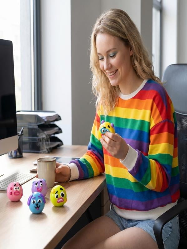 Face-Changing Squishy Stress Balls 5-Pack, Squeeze and Swap Face Sensory Toys, Cute Expression Decompression Toys, Anxiety Relief Fidget Toys Set
