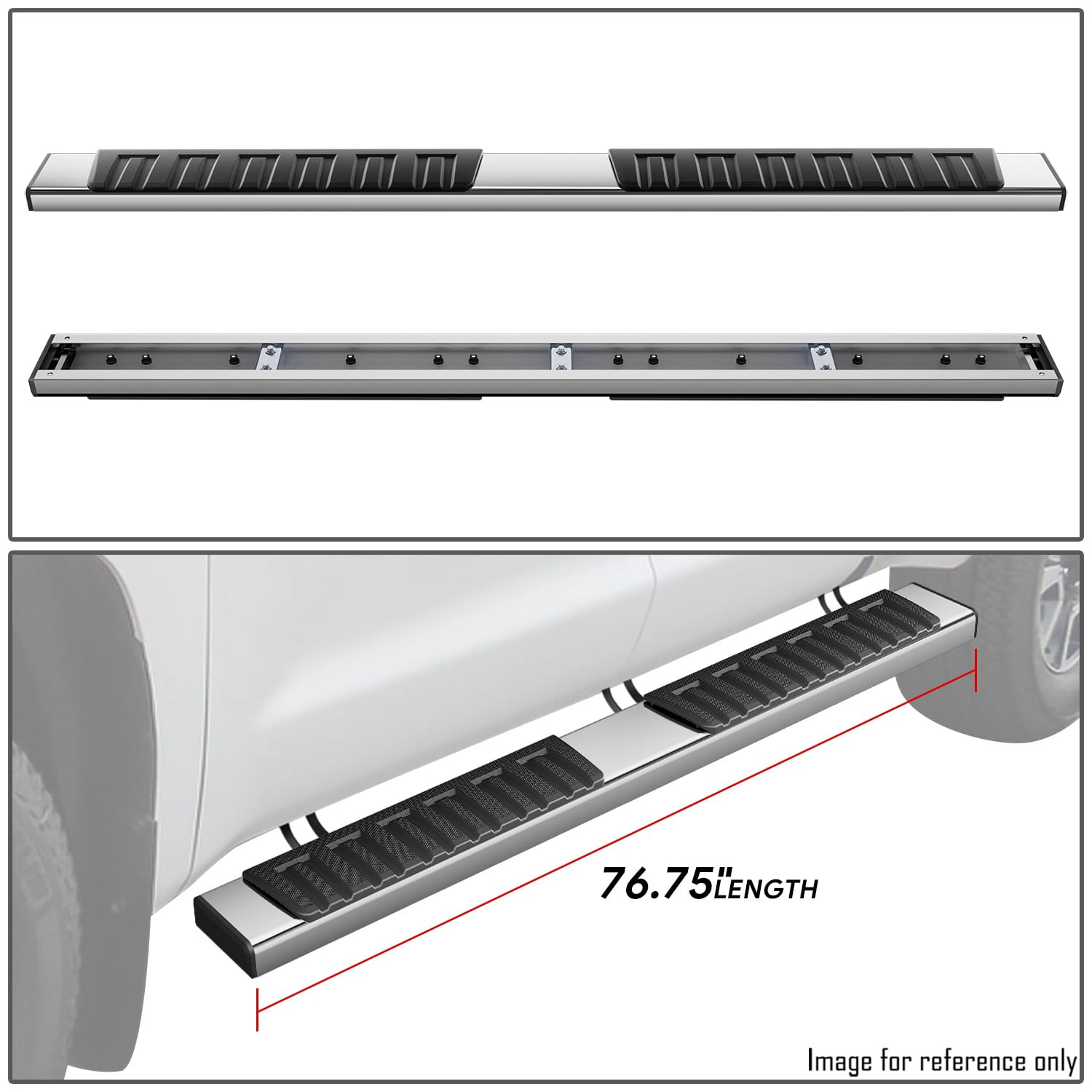 DNA Motoring For 07-21 Toyota Tundra Double/Extended Cab 6.75" Flat Side Step Nerf Bar Running Boards