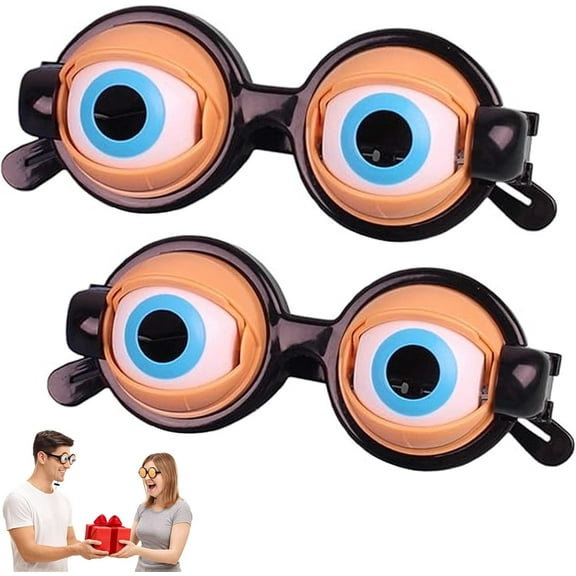 Winking Glasses for Shows & Parties – Kinetic Crazy Eyes Glasses with Manual Blink Action, Blinking Glass for Performances