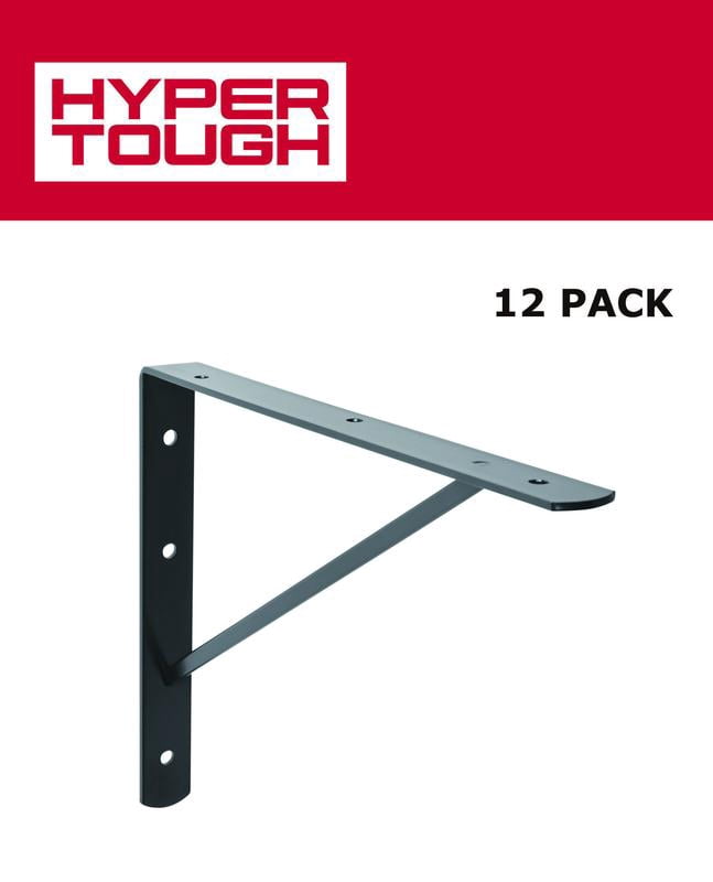 Heavy Duty 8x12 Inch Black Shelf Bracket Set - 12 Pack
