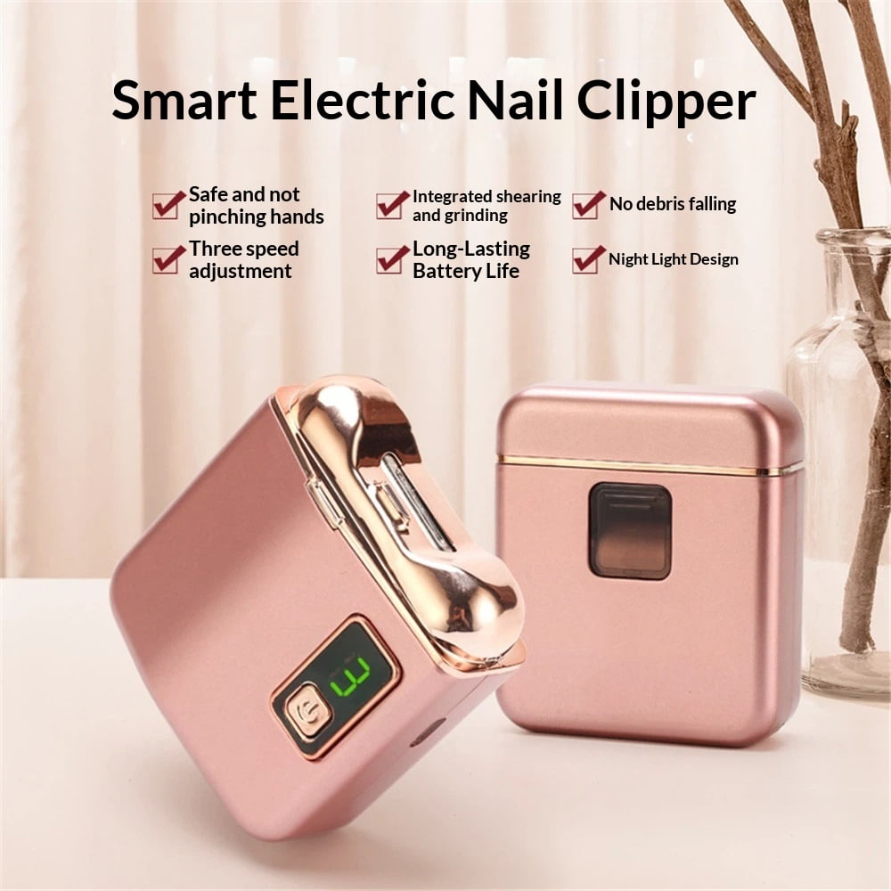 Electric Nail Clipper with LED Light, USB Rechargeable Nail Trimmer, 3-Speed Fingernail Manicure for Baby, Kids, Seniors, and Adults - Perfect for Elderly Nail Care