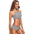 thumbnail image 6 of Dreamtimes Gray Checked Plaid Swimsuits Padded Bikini Sets Sexy Swimwear for Women, Large, 6 of 7