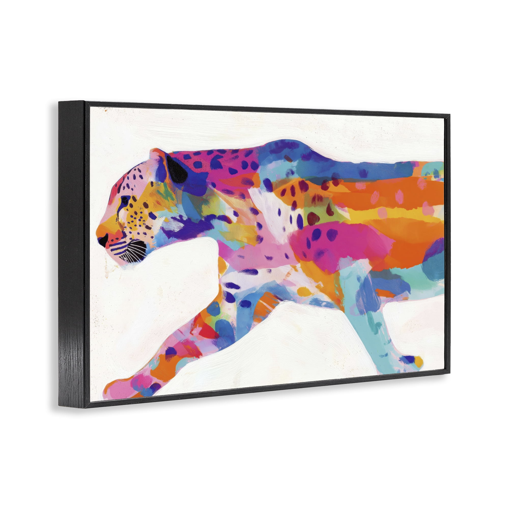 Stupell Industries Vibrant Hued Cheetah In Motion Black Framed Giclee Art, design by Chromatic Storm Studio