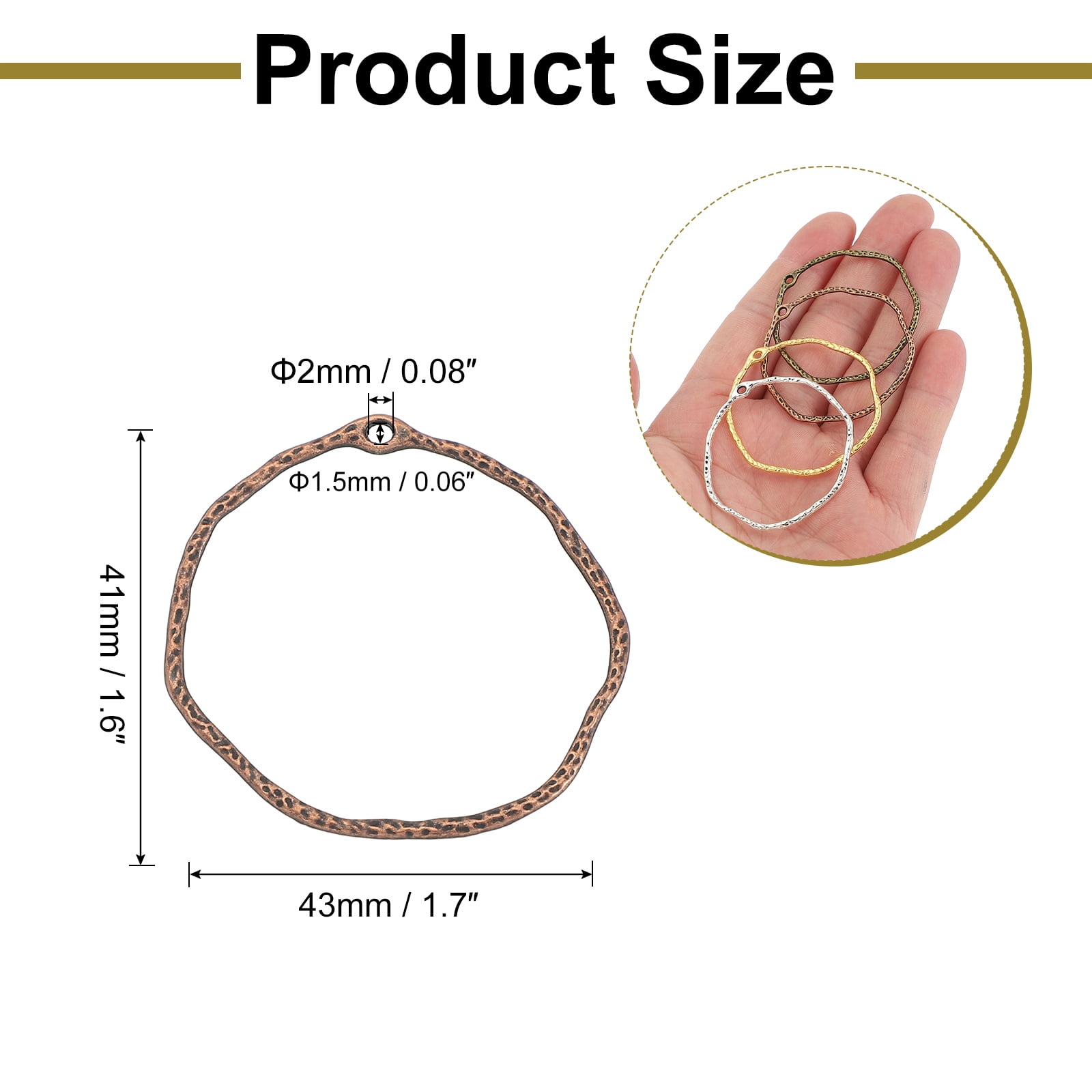 Uxcell 100Pcs Alloy Open Bezel Pendants for Resin Jewelry Making Earrings Necklace Bracelet DIY, Ancient Red Copper