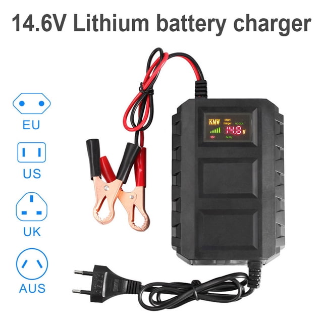 Cargador de batería de litio de 12v 14,6 v Lifepo4 12,8 v cargador de batería de fosfato de hierro y litio carga 20-100ah,EU Plug