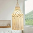 thumbnail image 4 of 2x Lámpara de macramé Boho Colgantes de tejado Cubierta de lámpara para moderno creativo Dormitorio Comedor Lámpara colgante perfecl Tapices de pantalla de macramé, 4 of 8