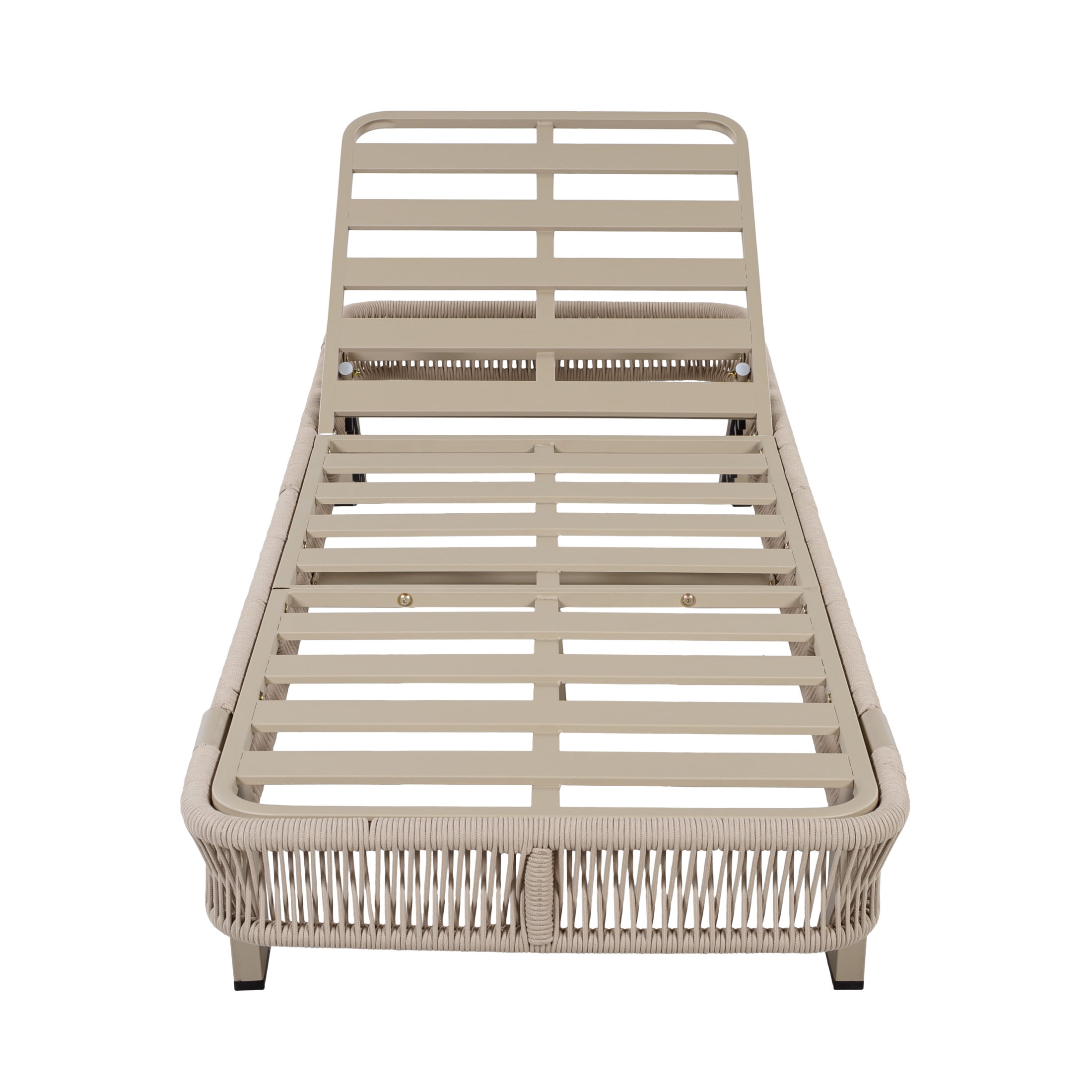 Christopher Knight Home Adjustable Backrest Outdoor Chaise Lounge, Iron Rope Frame, Beige