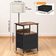 thumbnail image 5 of Tomnk Floor Lamp Table with 2 Drawers, LED Side Table with Charging Station, Rustic Brown, 5 of 6