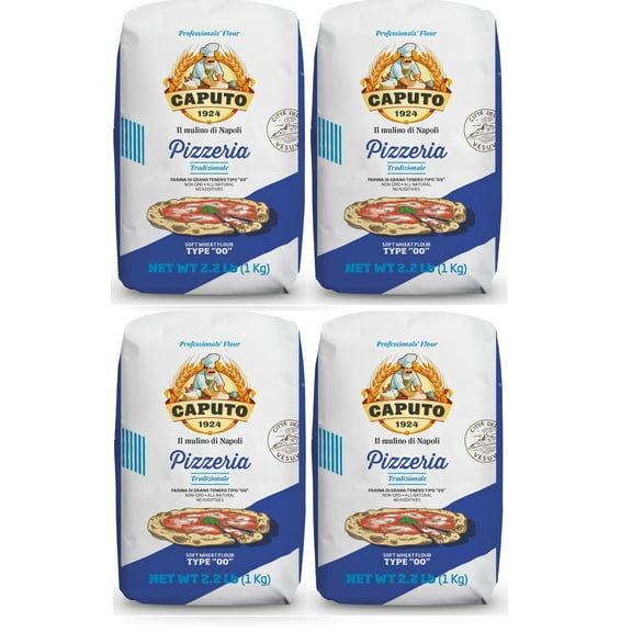 Mulino Caputo 00 Pizzeria Flour 1Kilo Bag, 140.8 Ounce, 2.2 pound (pack of 4)