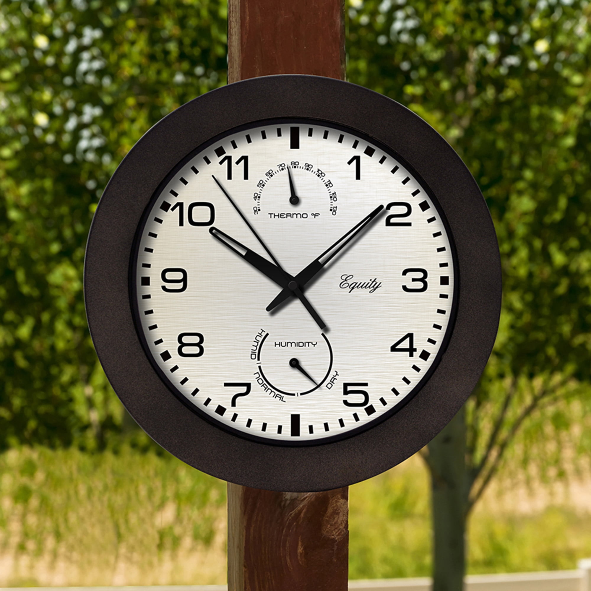 Equity by La Crosse 29005 Outdoor Thermometer and Humidity Wall Clock Brown 10